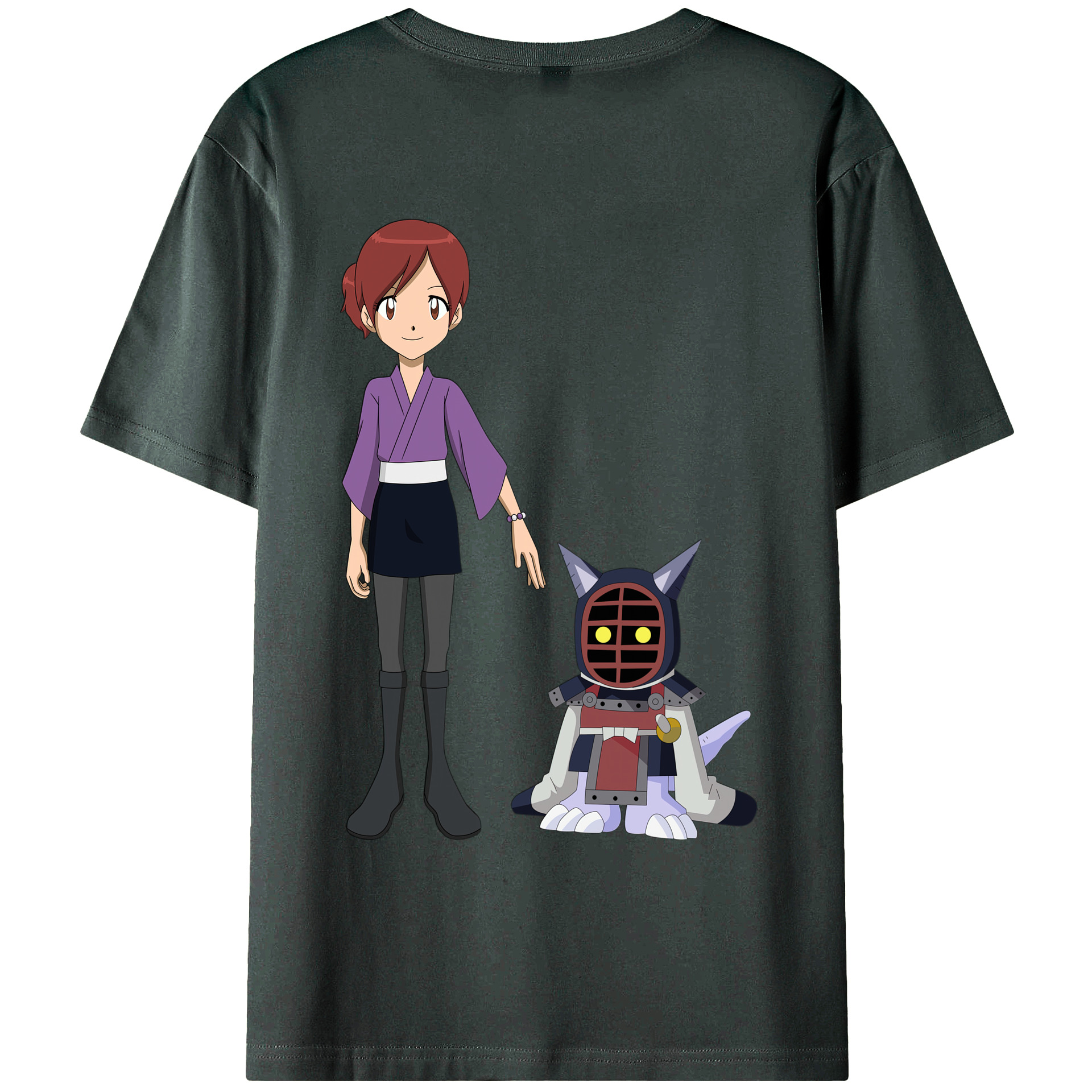 （画像用） Digimon デジタルモンスター/デジモン 綿100％ メンズ半袖Tシャツ（バックプリント） 通気性